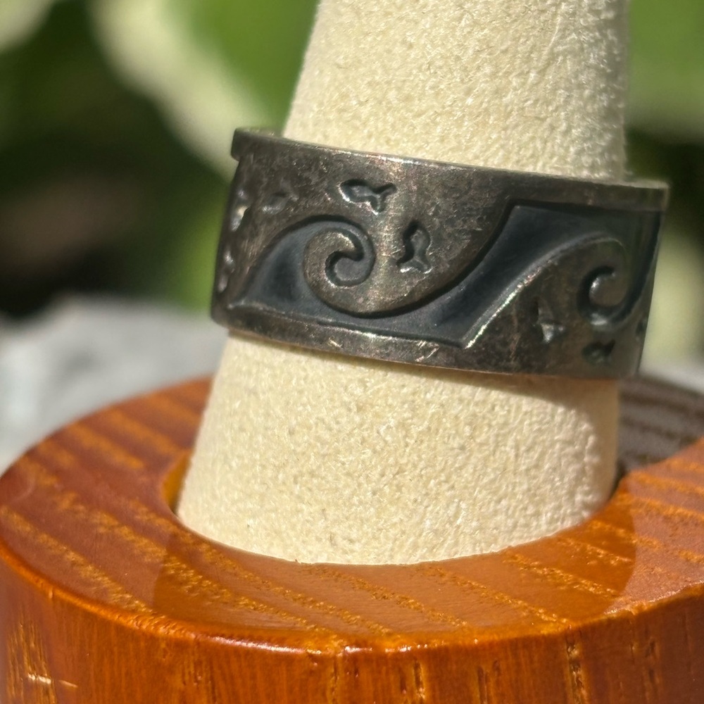 Vintage 925 Silver Ring Ocean Fish Aquarius